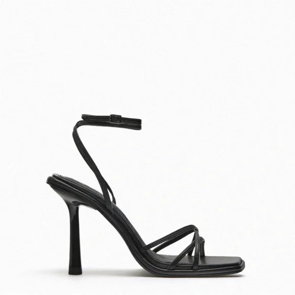 Zara Black Strappy Sandals with Stiletto Heel - Picture 4 of 5